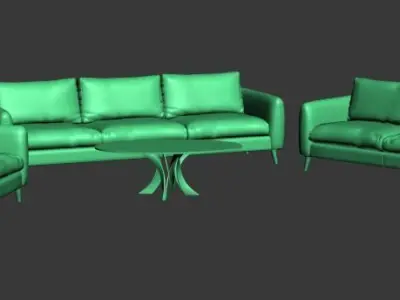 contemporary sofa set Low-poly 3D model