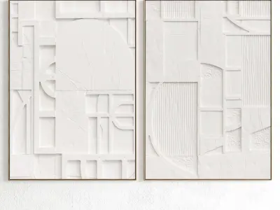 Plaster Two Photo Frame 211 Low-poly 3D model