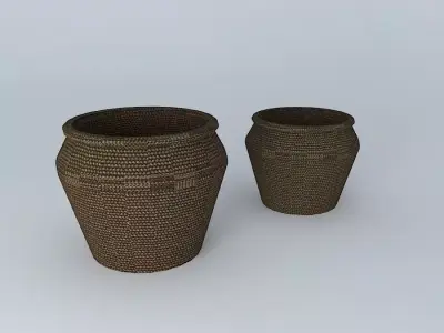 Baskets two wicker pots Free 3D model