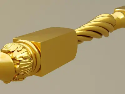 baluster 3d model gold plated door handle 3D model