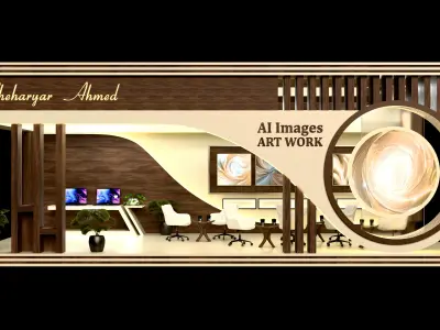Modern AI Art Gallery Booth Blender 3D Exhibition Stand Design 3D model