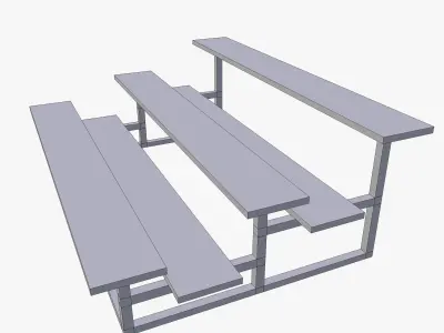 Tribune three wooden benches 3D model