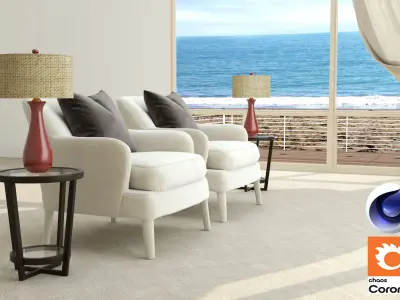 Living Room 11 - Corona- C4D 3D model