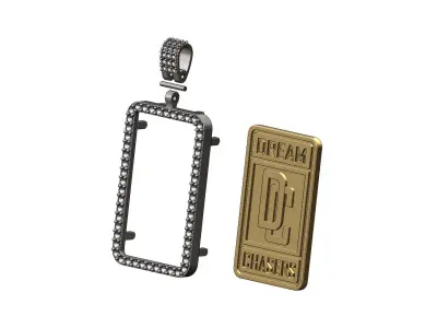 Iced dream chasers frame gold bar pendant and bail 3D print model