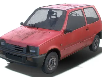 set of car hatchback with interior in 9 color variants az9 Low-poly 3D model