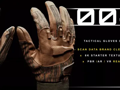 Tactical Gloves 004 Low-poly 3D model