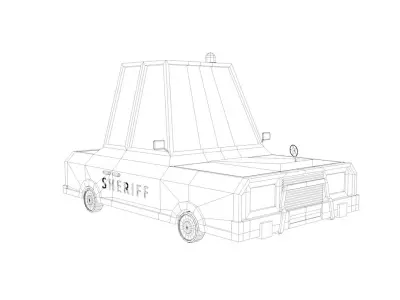 Sheriff - Low poly cartoon car 3D model