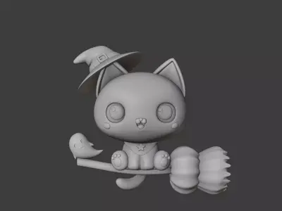 Halloween wizard cat 85 3D print model