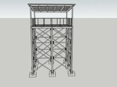 observation tower steel building 3D model