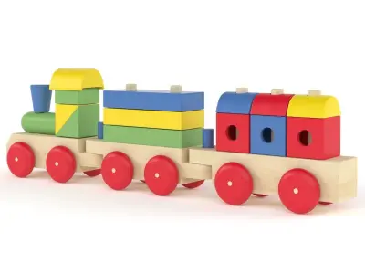 Wooden Toy Train 3D model