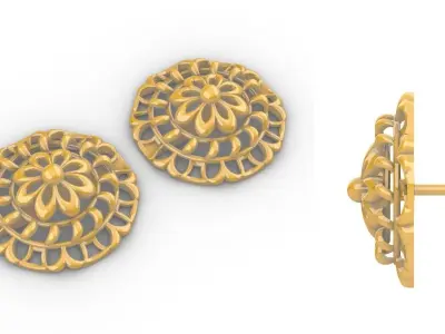 Flower Mandala Pendant Set With Ring 3D print model