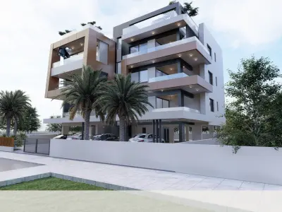 ELE18 modern apartment building on corner of street 3D model