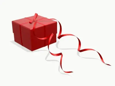 gift box with red bow ribbon 3D model