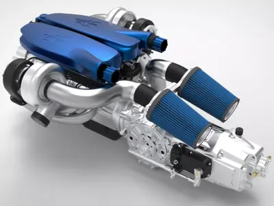 Twin Turbo V12 Engine 3D model