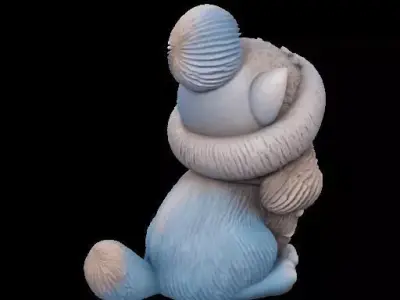 Winter Fluffy Cat Sculpture 3D print model