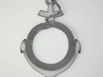Anchor Wall Mirror with Rope 3D model