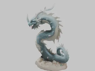 Blue Dragon Figure Low-poly 3D model