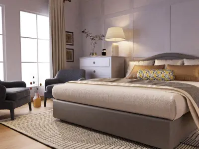 Cozy Bedroom interior scene  3D model