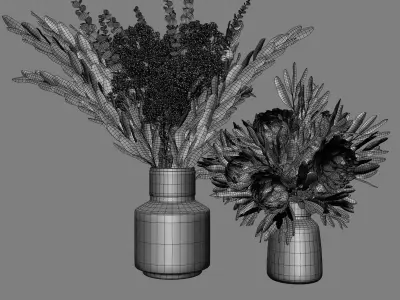 Flower Set 008 Peony and Baby breath 3D model