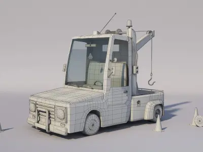  3d Evakuator car Low-poly 3D model