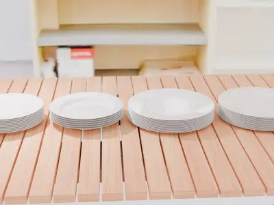 Plates And Dishes Low-poly 3D model