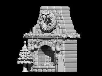 Cozy Christmas Fireplace 3D print model