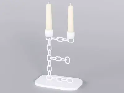 Alphabet E Chain White  Candleholder 3D Model True 4K PBR Render Low-poly 3D model