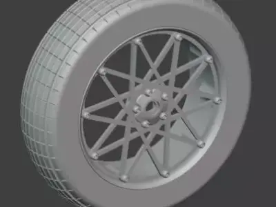 RC Car Tire with Spoke Rim 3D print model