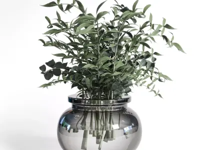 Bouquet 15 vase glass Low-poly 3D model