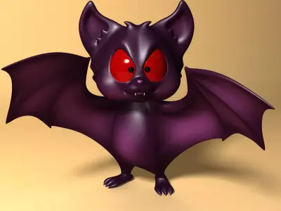 Cartoon Bat RIGGED and Animated Low-poly 3D model