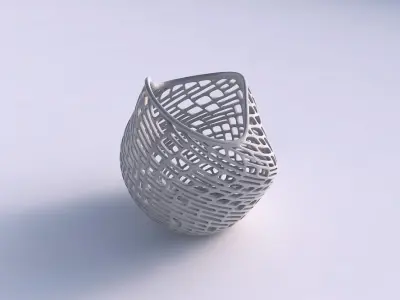 Bowl compressed and twisted with lattice tiles 3D print model