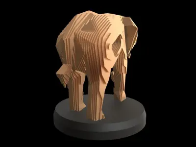 Parametric V Asian Elephant Low-poly 3D model