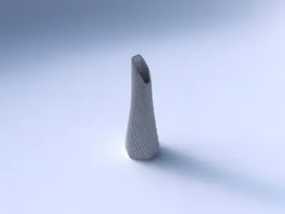 Vase top bent hexagon with bent extruded lines 2 3D print model