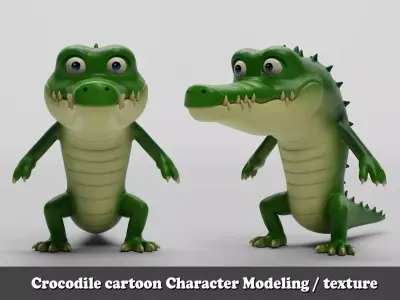 Crocodile cartoon character modeling textures  3D model