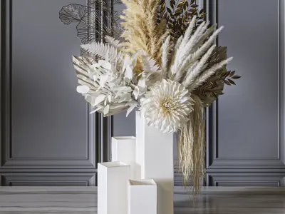 Flower Set 055 Pampas gold leaves 3D model