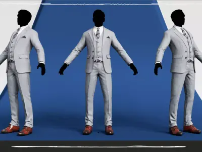 Men Pans with Shirt Blazer and Shoes Vest Color Grey Low-poly 3D model