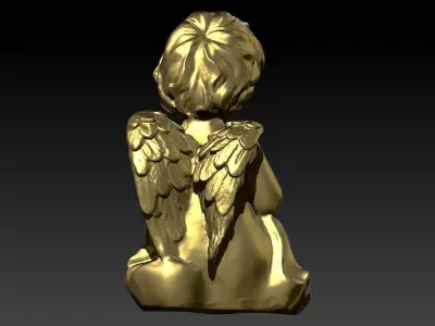 Vintage Jewelry Beautiful Angel With Pearl Pendant 3D print model