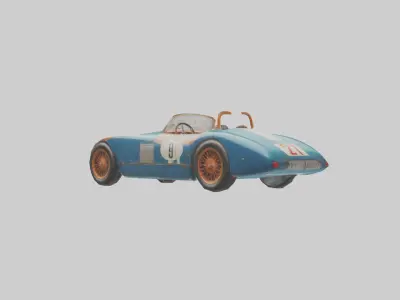 Classic Race Car with Vintage Livery model Low-poly 3D model