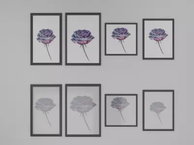 Mockup glass matte picture frames  Low-poly 3D model