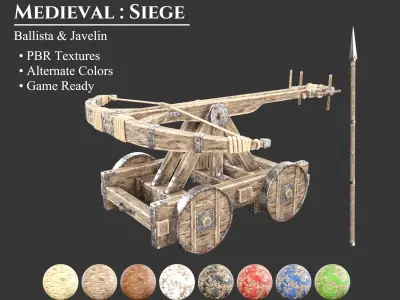 Medieval Siege Engine Ballista Low-poly 3D model