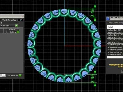 U Shaped Eternity Ring 2 point 3 mm stone size swiss 12 and EU52 3D print model