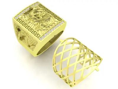 Luxury Chinese Dragon Signet Men Ring 3D Model 3820 3D print model