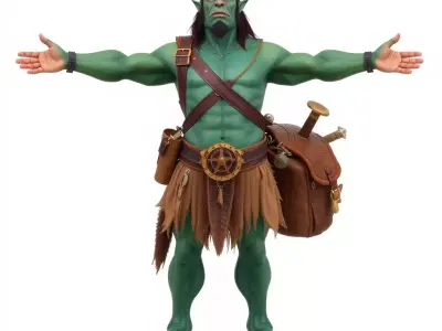 Orc Warrior Character Model Pack with Accessories Low-poly 3D model