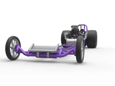 Front engine dragster with V8 Scale 1 to 25 3D print model