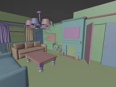 Living Room 3D model 12