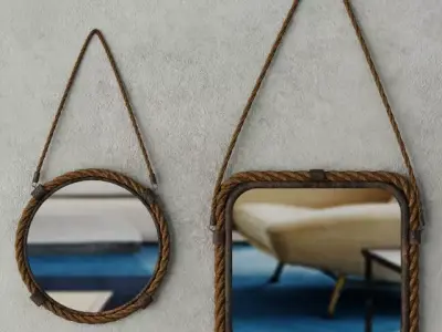 Molyneux Jute and Metal Mirror Set 3D model