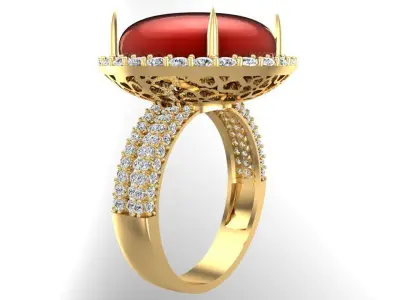 Gemstone Rings - Oval stone ring - Womens Rings 3D print model