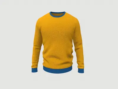 Sweater Full Sleeves Yellow Low-poly 3D model
