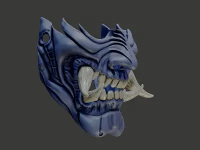Wearable Oni Mask 14 Demon Half Face Ver 2 3D print model