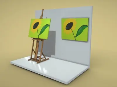 Yellow Flower - Oil Painting Low-poly 3D model
